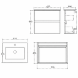 Silka walnut brown wall hung vanity 600mm
