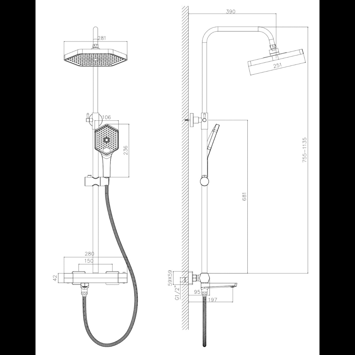 Moro Thermostatic Shower Mixer Matte Black
