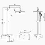 Plano exposed shower mixer brushed brass gold