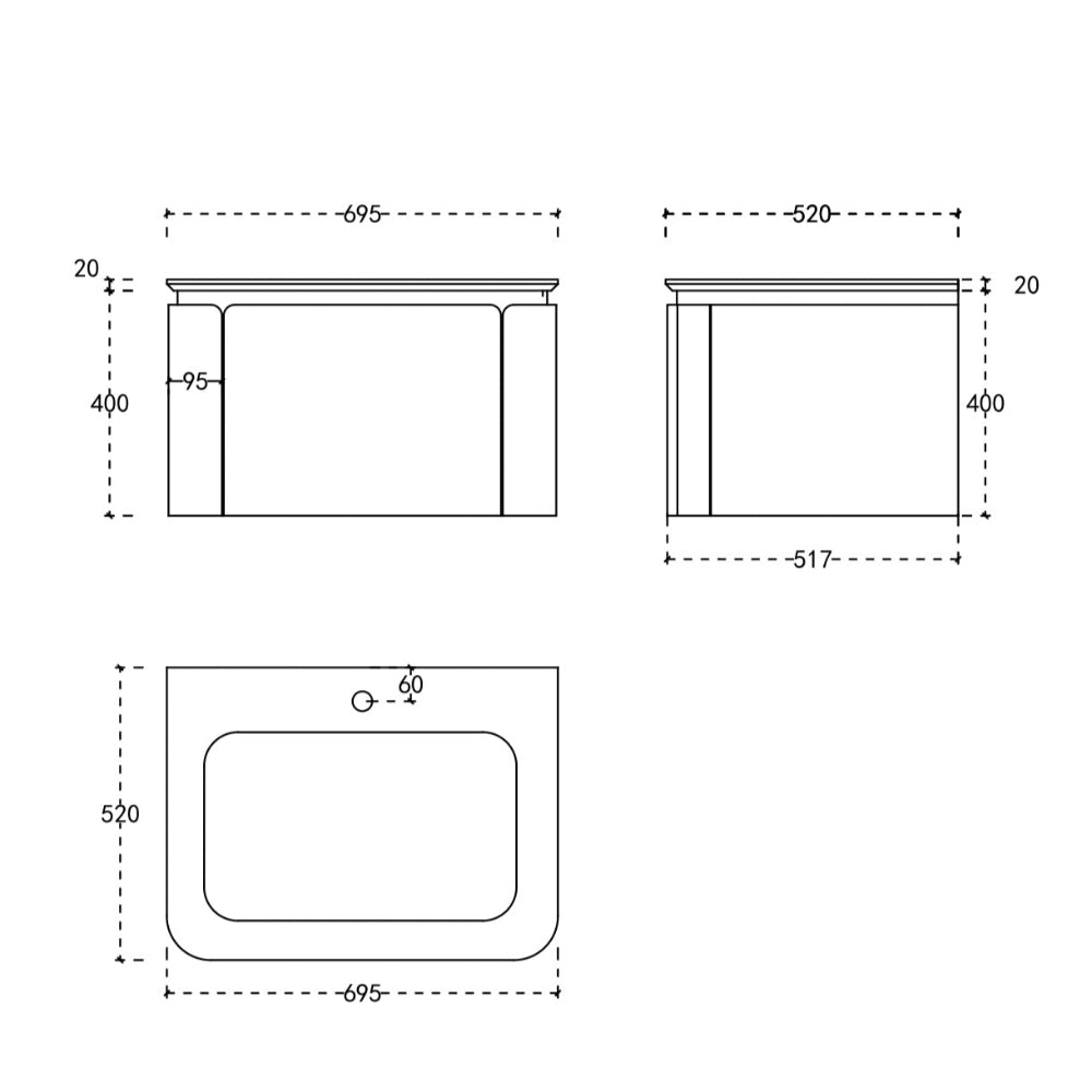 Annie Metallic grey LED wall hung vanity 700mm