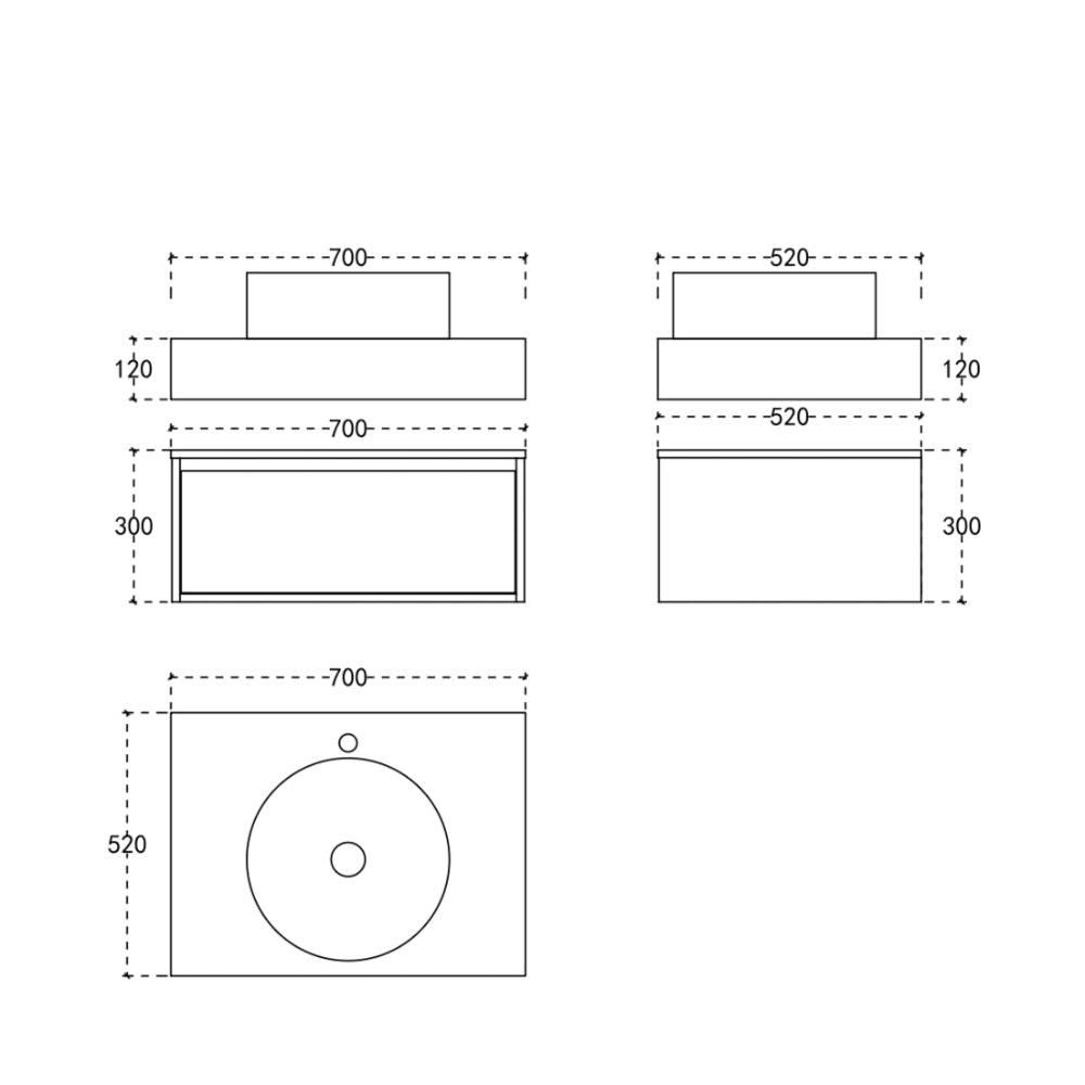Serano black walnut floating vanity unit 700mm