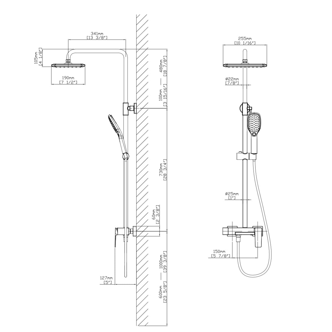 Clyro exposed shower mixer brushed brass gold
