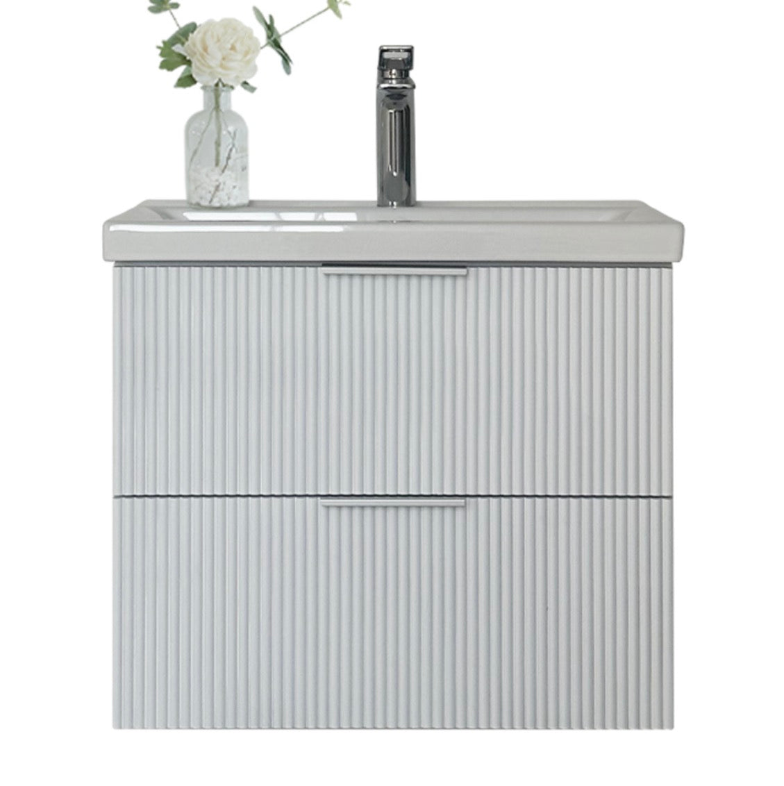Audrey fluted wall hung vanity 600mm