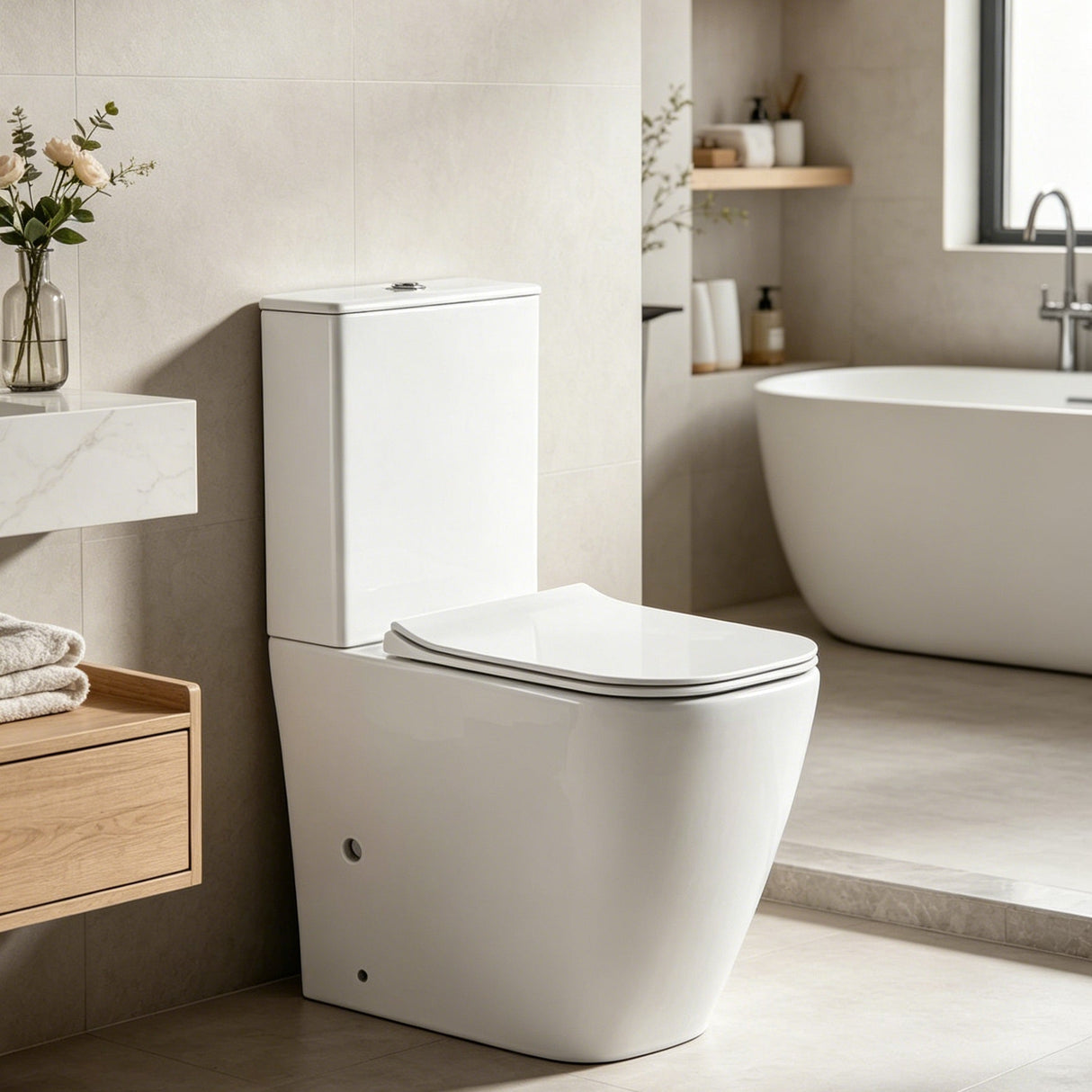 Prime comfort height white close coupled toilet