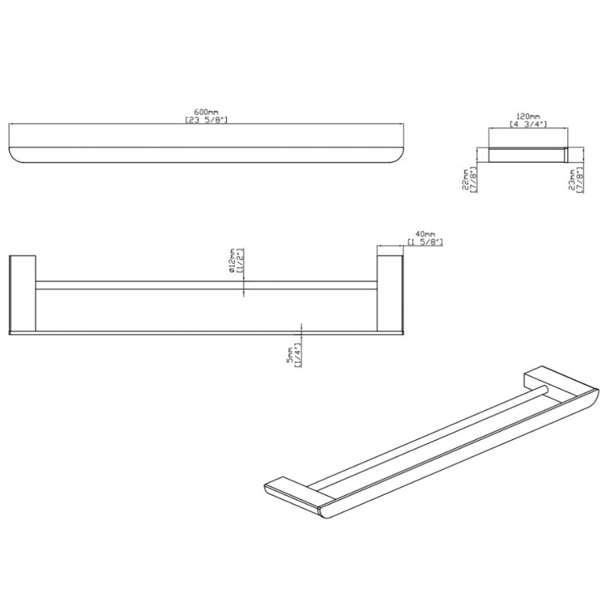 Lunaro Double Towel Bar chrome