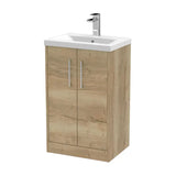 Hudson Reed Juno Autumn Oak 2 Door Floor Standing Vanity Unit With Mid-Edge Basin