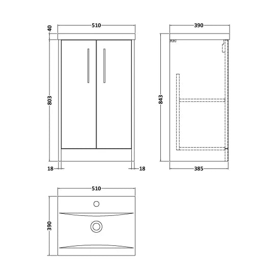 Hudson Reed Juno Autumn Oak 2 Door Floor Standing Vanity Unit With Mid-Edge Basin