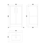 Hudson Reed Juno 500mm Autumn Oak 2 Door Floor Standing Vanity Unit With Minimalist Basin