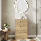 Hudson Reed Juno 500mm Autumn Oak 2 Door Floor Standing Vanity Unit With Minimalist Basin