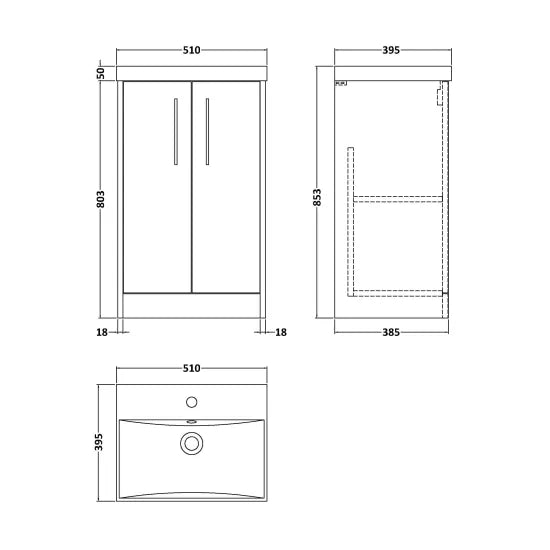 Hudson Reed Juno Autumn Oak 2 Door Floor Standing Vanity Unit With Thin Edge Basin