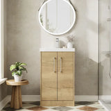 Hudson Reed Juno Autumn Oak 2 Door Floor Standing Vanity Unit With Thin Edge Basin
