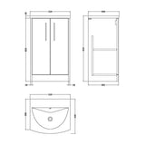 Hudson Reed Juno Autumn Oak 2 Door Floor Standing Vanity Unit With U-Shaped Curved Basin