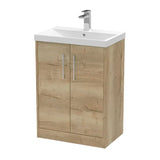 Hudson Reed Juno Autumn Oak 2 Door Floor Standing Vanity Unit With Thin Edge Basin
