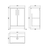 Hudson Reed Juno Autumn Oak 2 Door Floor Standing Vanity Unit With Thin Edge Basin