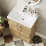Hudson Reed Juno Autumn Oak 2 Door Floor Standing Vanity Unit With Thin Edge Basin