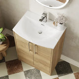 Hudson Reed Juno 600mm Autumn Oak 2 Door Floor Standing Vanity Unit With U-Shaped Curved Basin