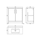 Hudson Reed Juno 500mm Autumn Oak 2 Door Floor Standing Vanity Unit With Minimalist Basin