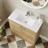 Hudson Reed Juno 500mm Autumn Oak 2 Door Floor Standing Vanity Unit With Minimalist Basin