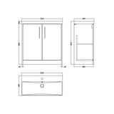 Hudson Reed Juno Autumn Oak 2 Door Floor Standing Vanity Unit With Thin Edge Basin