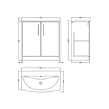 Hudson Reed Juno Autumn Oak 2 Door Floor Standing Vanity Unit With U-Shaped Curved Basin