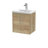 Hudson Reed Juno Autumn Oak 2 Door Wall Hung Vanity Unit With Mid-Edge Basin