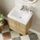 Hudson Reed Juno Autumn Oak 2 Door Wall Hung Vanity Unit With Mid-Edge Basin