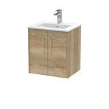 Hudson Reed Juno 500mm Autumn Oak 2 Door Wall Hung Vanity Unit With Minimalist Basin