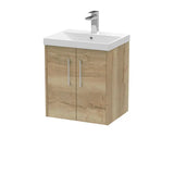 Hudson Reed Juno Autumn Oak 2 Door Wall Hung Vanity Unit With Thin Edge Basin