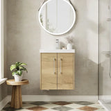 Hudson Reed Juno Autumn Oak 2 Door Wall Hung Vanity Unit With Thin Edge Basin