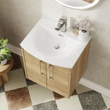 Hudson Reed Juno 500mm Autumn Oak 2 Door Wall Hung Vanity Unit With U-Shaped Curved Basin
