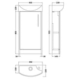 Hudson Reed Juno 440mm Autumn Oak 1 Door Compact Cloakroom Floor Standing Vanity Unit With 1 Tap Hole Basin