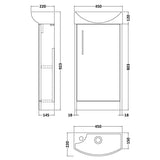 Hudson Reed Juno 440mm Autumn Oak 1 Door Compact Cloakroom Floor Standing Vanity Unit With 1 Tap Hole Basin