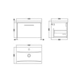 Hudson Reed Juno 600mm Autumn Oak 1 Drawer Wall Hung Vanity Unit With Mid-Edge Basin