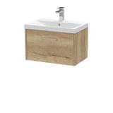 Hudson Reed Juno Autumn Oak 1 Drawer Wall Hung Vanity Unit With Thin Edge Basin