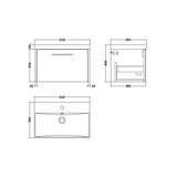 Hudson Reed Juno Autumn Oak 1 Drawer Wall Hung Vanity Unit With Thin Edge Basin