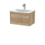 Hudson Reed Juno 600mm Autumn Oak 1 Drawer Wall Hung Vanity Unit With U-Shaped Curved Basin
