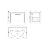 Hudson Reed Juno 600mm Autumn Oak 1 Drawer Wall Hung Vanity Unit With U-Shaped Curved Basin