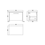 Hudson Reed Juno Autumn Oak 1 Drawer Wall Hung Vanity Unit With Bellato Grey Worktop