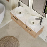 Hudson Reed Juno 1200mm Autumn Oak 2 Drawer Wall Hung Vanity With Carrara Laminate Worktop