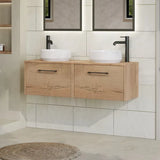Hudson Reed Juno 1200mm Autumn Oak 2 Drawer Wall Hung Vanity Unit With Co-ordinating Worktop