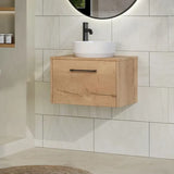 Hudson Reed Juno 600mm Autumn Oak 1 Drawer Wall Hung Vanity Unit With Co-ordinating Worktop