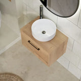 Hudson Reed Juno 600mm Autumn Oak 1 Drawer Wall Hung Vanity Unit With Co-ordinating Worktop
