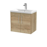 Hudson Reed Juno Autumn Oak 2 Door Wall Hung Vanity Unit With Mid-Edge Basin
