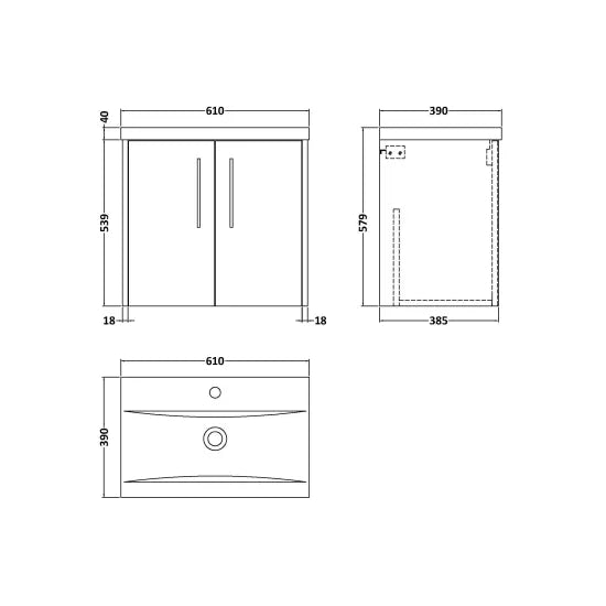 Hudson Reed Juno Autumn Oak 2 Door Wall Hung Vanity Unit With Mid-Edge Basin