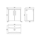 Hudson Reed Juno Autumn Oak 2 Door Wall Hung Vanity Unit With Mid-Edge Basin