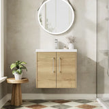Hudson Reed Juno Autumn Oak 2 Door Wall Hung Vanity Unit With Mid-Edge Basin