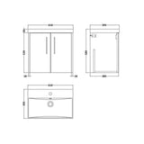 Hudson Reed Juno Autumn Oak 2 Door Wall Hung Vanity Unit With Thin Edge Basin