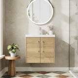 Hudson Reed Juno Autumn Oak 2 Door Wall Hung Vanity Unit With Thin Edge Basin