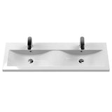 Hudson Reed Juno 1200mm Autumn Oak 4 Door Wall Hung Vanity Unit With 2 Tap Hole Ceramic Basin