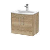 Hudson Reed Juno Autumn Oak 2 Door Wall Hung Vanity Unit With U-Shaped Curved Basin